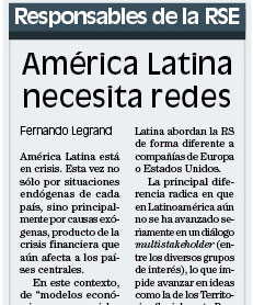 La RSE en América Latina. Artículo de Fernando Legrand para El Economista